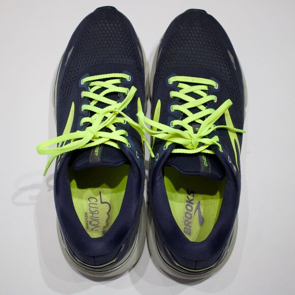 Brooks Ghost 15 Running Walking Shoes Navy Blue Neon Yellow Men Size 12D main image 6